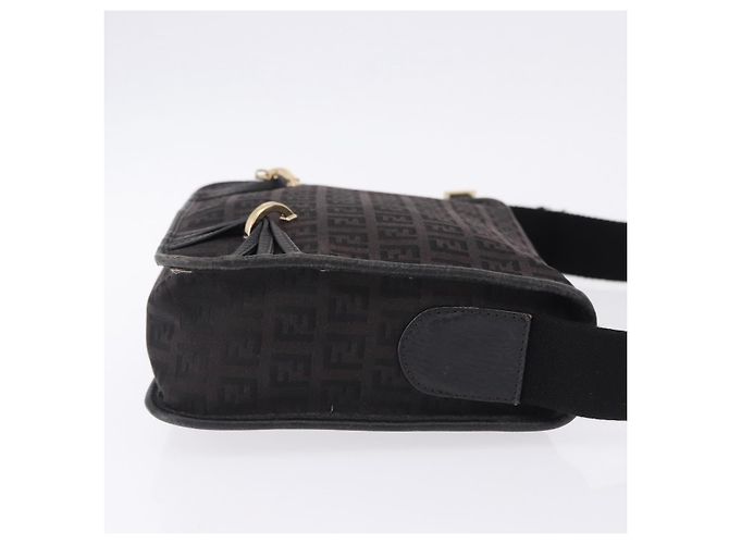 Borsa a Spalla FENDI Zucchino Canvas Nera Oro Auth bs36538 Nero D'oro - vista 4