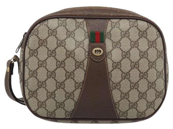 Clutch GUCCI GG Supreme Web Sherry Line in PVC Beige 156 01 034 Auth ka5569 - vista 2