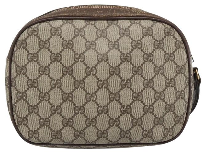 Clutch GUCCI GG Supreme Web Sherry Line in PVC Beige 156 01 034 Auth ka5569 - vista 3