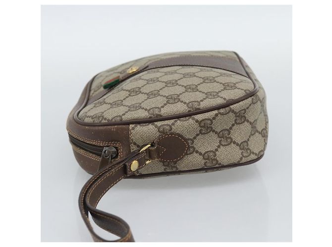 Clutch GUCCI GG Supreme Web Sherry Line in PVC Beige 156 01 034 Auth ka5569 - vista 4