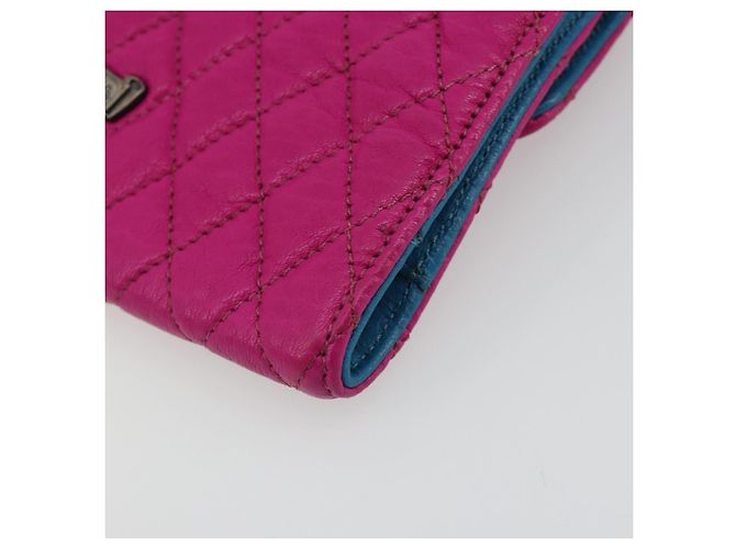 Cartera larga acolchada Chrome Hearts Wave 4 3-Snap de cuero rosa Auth 193426SM Plata - vista 10