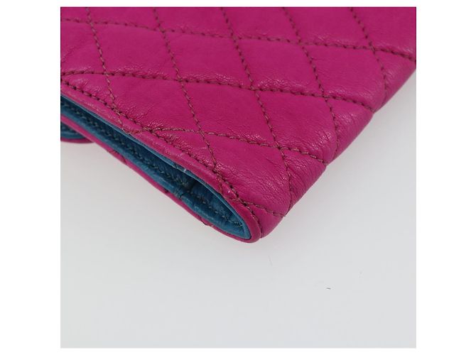 Cartera larga acolchada Chrome Hearts Wave 4 3-Snap de cuero rosa Auth 193426SM Plata - vista 11