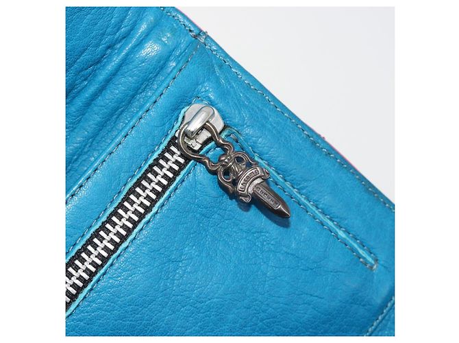 Cartera larga acolchada Chrome Hearts Wave 4 3-Snap de cuero rosa Auth 193426SM Plata - vista 19