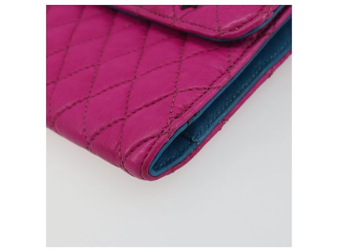 Cartera larga acolchada Chrome Hearts Wave 4 3-Snap de cuero rosa Auth 193426SM Plata - vista 8