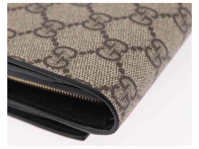 Portafoglio GUCCI GG Supreme in PVC e Pelle Beige Oro 598587 Auth 193589M D'oro - vista 10