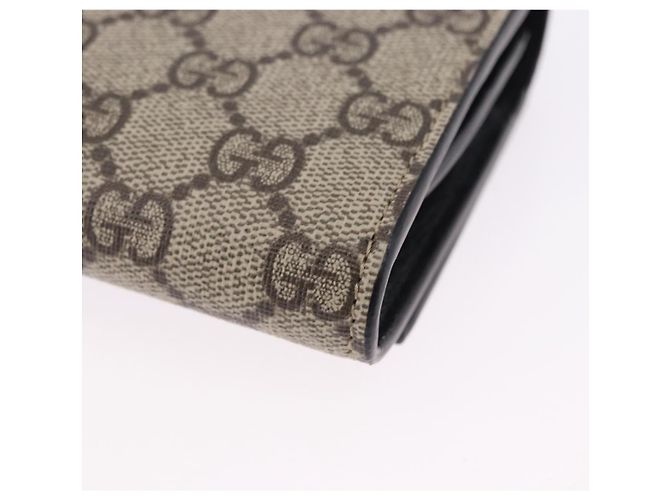 Portafoglio GUCCI GG Supreme in PVC e Pelle Beige Oro 598587 Auth 193589M D'oro - vista 11