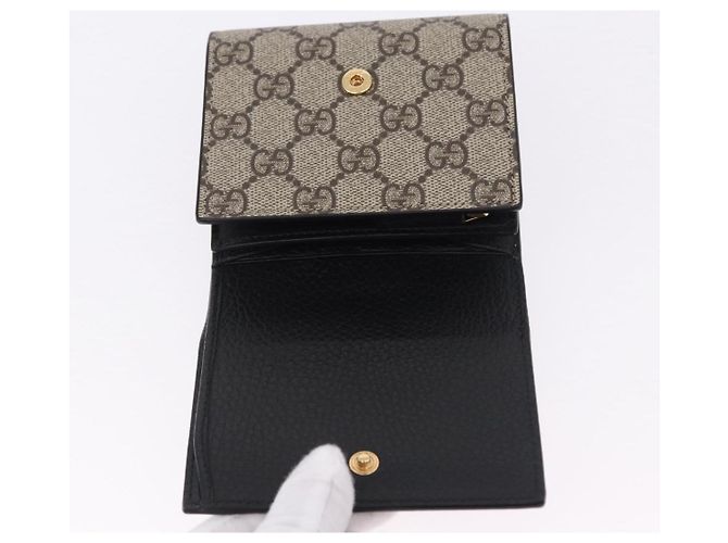 Portafoglio GUCCI GG Supreme in PVC e Pelle Beige Oro 598587 Auth 193589M D'oro - vista 13