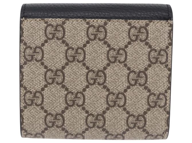 Portafoglio GUCCI GG Supreme in PVC e Pelle Beige Oro 598587 Auth 193589M D'oro - vista 3