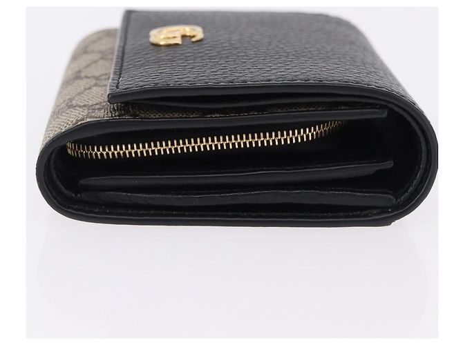 Portafoglio GUCCI GG Supreme in PVC e Pelle Beige Oro 598587 Auth 193589M D'oro - vista 4