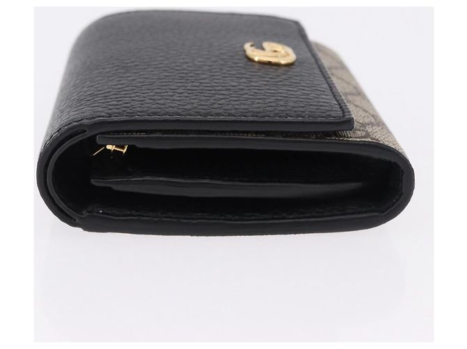 Portafoglio GUCCI GG Supreme in PVC e Pelle Beige Oro 598587 Auth 193589M D'oro - vista 5