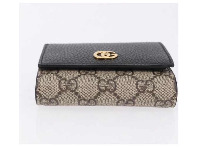 Portafoglio GUCCI GG Supreme in PVC e Pelle Beige Oro 598587 Auth 193589M D'oro - vista 7