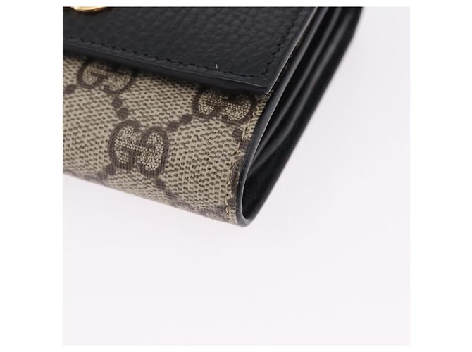 Portafoglio GUCCI GG Supreme in PVC e Pelle Beige Oro 598587 Auth 193589M D'oro - vista 9