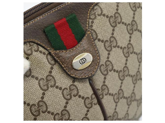 Borsa GUCCI GG Supreme Web Sherry Line PVC Beige Oro 904 02 647 Auth 193581 D'oro - vista 16