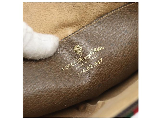 Borsa GUCCI GG Supreme Web Sherry Line PVC Beige Oro 904 02 647 Auth 193581 D'oro - vista 17
