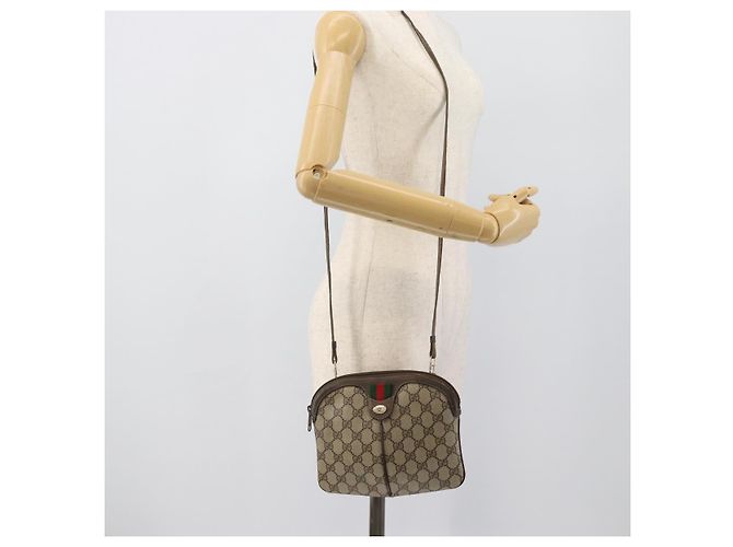 Borsa GUCCI GG Supreme Web Sherry Line PVC Beige Oro 904 02 647 Auth 193581 D'oro - vista 22