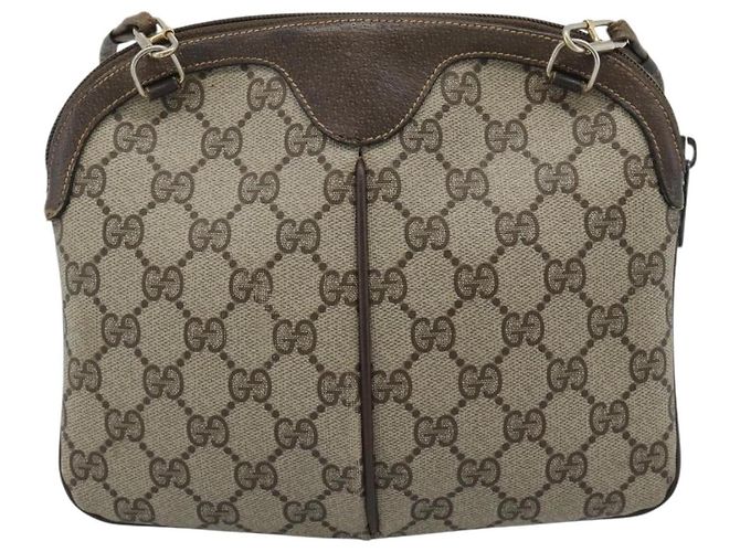Borsa GUCCI GG Supreme Web Sherry Line PVC Beige Oro 904 02 647 Auth 193581 D'oro - vista 3