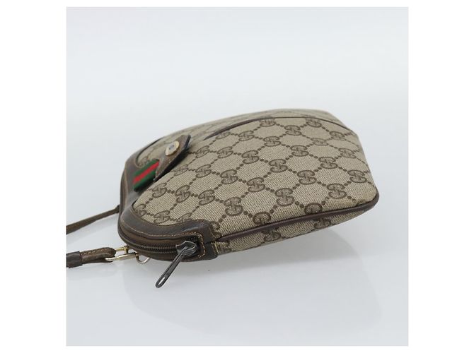 Borsa GUCCI GG Supreme Web Sherry Line PVC Beige Oro 904 02 647 Auth 193581 D'oro - vista 4