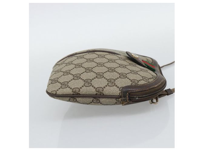 Borsa GUCCI GG Supreme Web Sherry Line PVC Beige Oro 904 02 647 Auth 193581 D'oro - vista 5