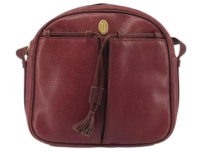 Borsa a Spalla LOEWE Anagram in Pelle Bordeaux Oro Auth 192544 D'oro Bordò - vista 13