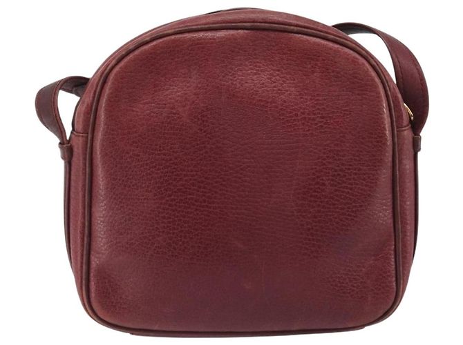 Borsa a Spalla LOEWE Anagram in Pelle Bordeaux Oro Auth 192544 D'oro Bordò - vista 2