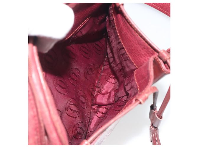 Borsa a Spalla LOEWE Anagram in Pelle Bordeaux Oro Auth 192544 D'oro Bordò - vista 24