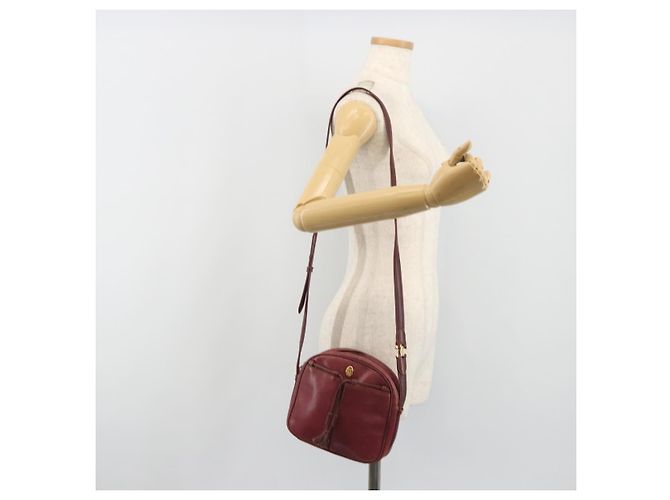 Borsa a Spalla LOEWE Anagram in Pelle Bordeaux Oro Auth 192544 D'oro Bordò - vista 25