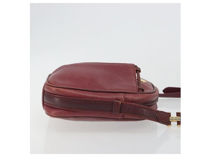 Borsa a Spalla LOEWE Anagram in Pelle Bordeaux Oro Auth 192544 D'oro Bordò - vista 3