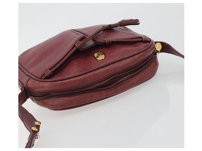 Borsa a Spalla LOEWE Anagram in Pelle Bordeaux Oro Auth 192544 D'oro Bordò - vista 6