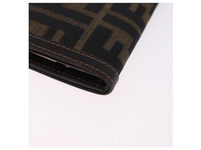 FENDI Zucca Canvas Bifold Wallet Black Brown Auth bs36409 - view 10