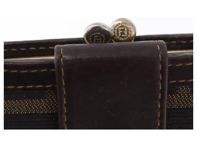 FENDI Zucca Canvas Bifold Wallet Black Brown Auth bs36409 - view 12