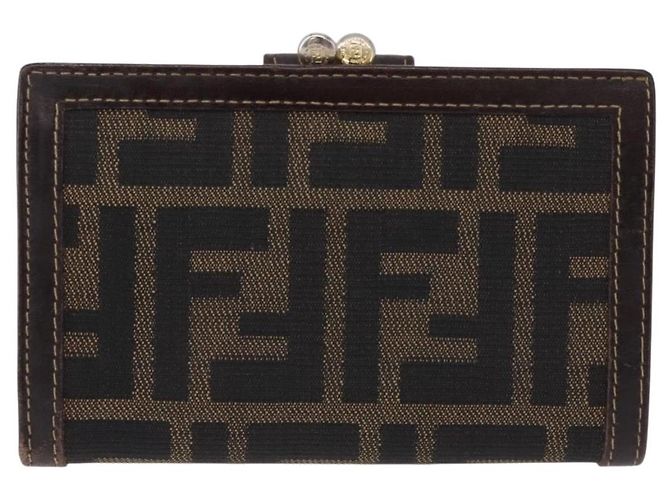 FENDI Zucca Canvas Bifold Wallet Black Brown Auth bs36409 - view 3