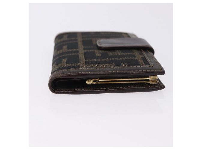 FENDI Zucca Canvas Bifold Wallet Black Brown Auth bs36409 - view 4