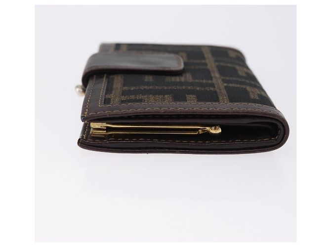 FENDI Zucca Canvas Bifold Wallet Black Brown Auth bs36409 - view 5