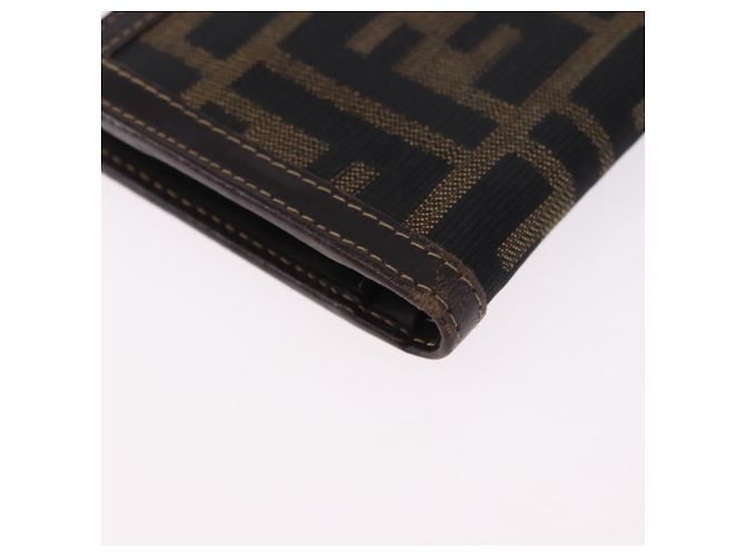 FENDI Zucca Canvas Bifold Wallet Black Brown Auth bs36409 - view 8