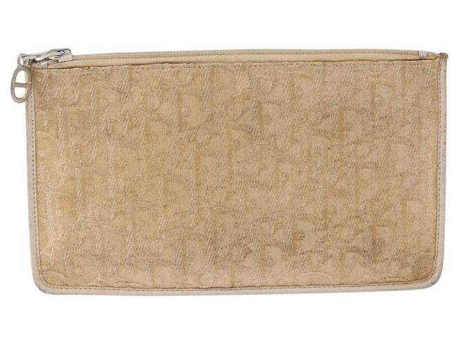 Pochette Christian Dior Trotter Canvas Beige Oro Auth bs36424 D'oro - vista 2