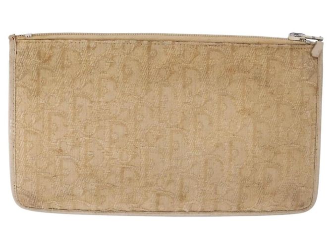 Pochette Christian Dior Trotter Canvas Beige Oro Auth bs36424 D'oro - vista 3