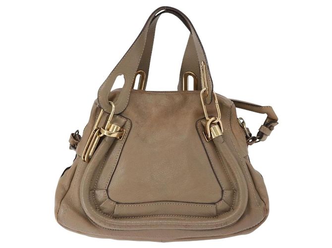 Chloé Borsa a Spalla Chloe Mercy in Pelle 2way Beige Gold Auth bs36433 D'oro - vista 3