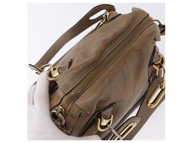 Chloé Borsa a Spalla Chloe Mercy in Pelle 2way Beige Gold Auth bs36433 D'oro - vista 7