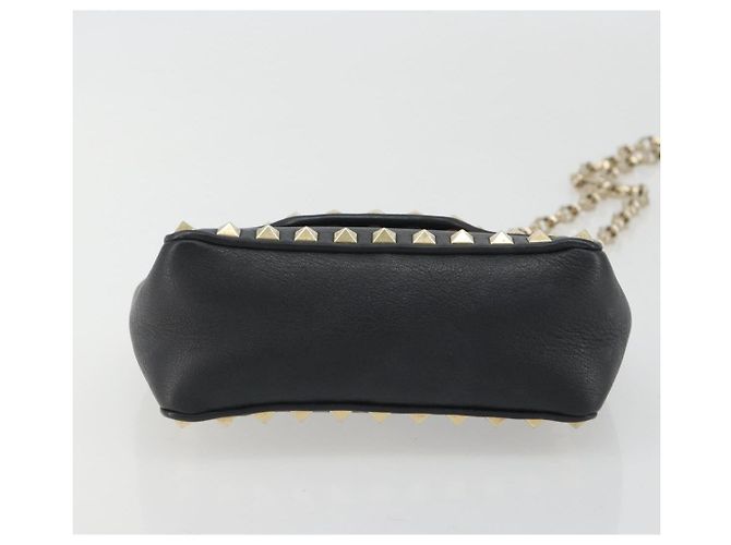 Borsa a tracolla VALENTINO con borchie in pelle nera e oro Auth BA14207A Nero D'oro - vista 5