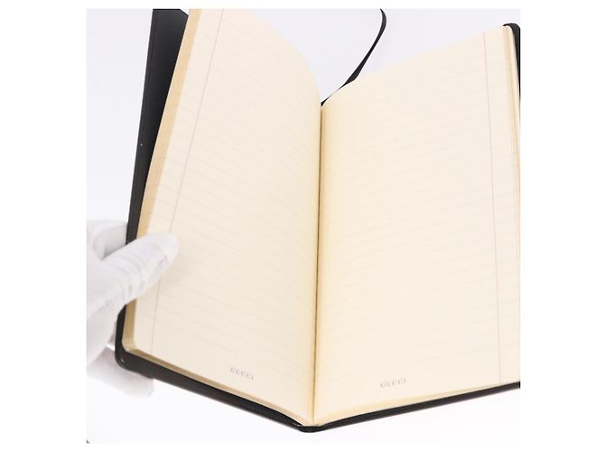 GUCCI NoteBook Canvas Beige Black Auth BA14610M Noir - vue 15