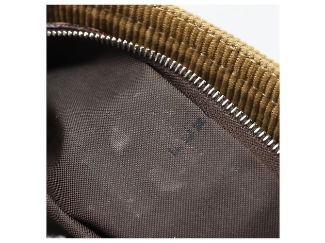 Borsa a tracolla FENDI Mamma Baguette in velluto a coste beige argento Auth 193421V - vista 21