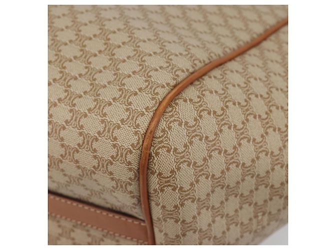 Céline Bolsa Tote CELINE Macadam Canvas PVC Bege Ouro Auth 193577 Dourado - vista 10