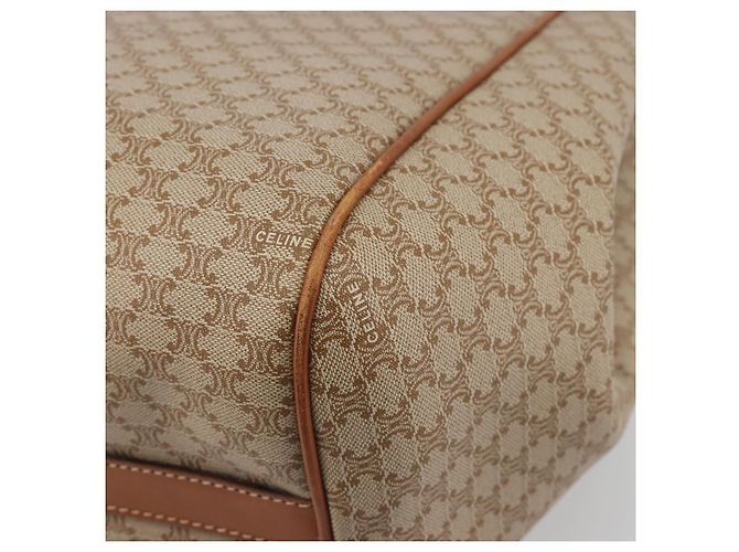 Céline Bolsa Tote CELINE Macadam Canvas PVC Bege Ouro Auth 193577 Dourado - vista 12