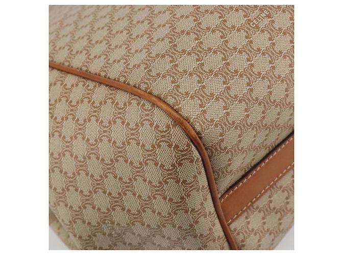 Céline Bolsa Tote CELINE Macadam Canvas PVC Bege Ouro Auth 193577 Dourado - vista 13