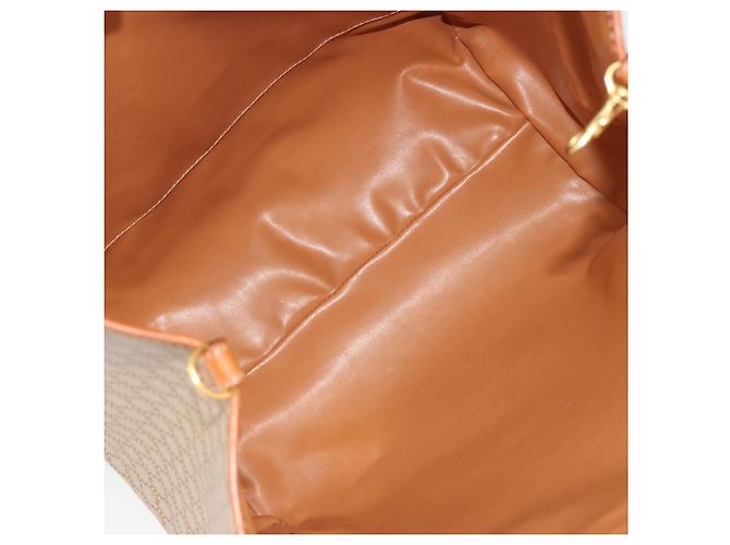Céline Bolsa Tote CELINE Macadam Canvas PVC Bege Ouro Auth 193577 Dourado - vista 17