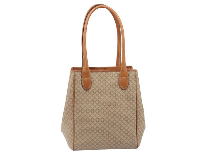 Céline Bolsa Tote CELINE Macadam Canvas PVC Bege Ouro Auth 193577 Dourado - vista 3