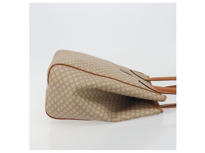 Céline Bolsa Tote CELINE Macadam Canvas PVC Bege Ouro Auth 193577 Dourado - vista 4