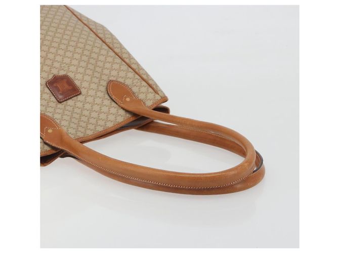 Céline Bolsa Tote CELINE Macadam Canvas PVC Bege Ouro Auth 193577 Dourado - vista 7