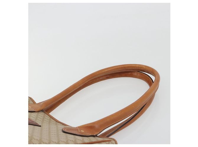 Céline Bolsa Tote CELINE Macadam Canvas PVC Bege Ouro Auth 193577 Dourado - vista 8