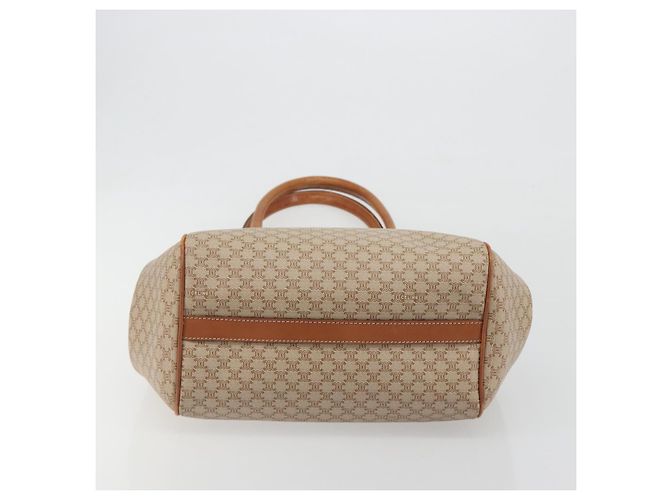 Céline Bolsa Tote CELINE Macadam Canvas PVC Bege Ouro Auth 193577 Dourado - vista 9